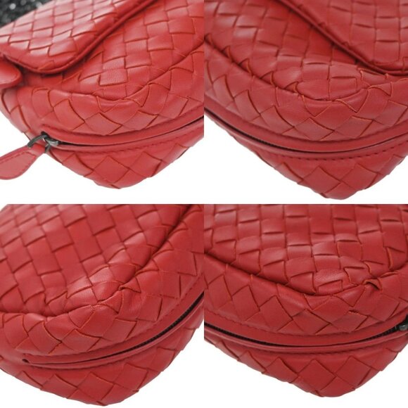 BOTTEGA VENETA Intrecciato Mini Chain Wallet Shoulder Bag Leather Red 11RF996 - Picture 7 of 13